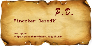Pinczker Dezső névjegykártya